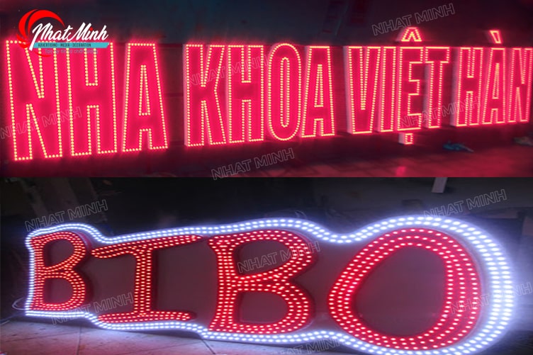 Chữ nổi mica gắn led nổi