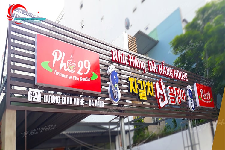 Làm biển quảng cáo Đà Nẵng - Thi công trọn gói giá rẻ 163 Làm biển hiệu cửa hàng lẫu nướng Hàn Quốc